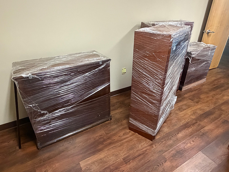 Chrysalis Center desks in wrapping