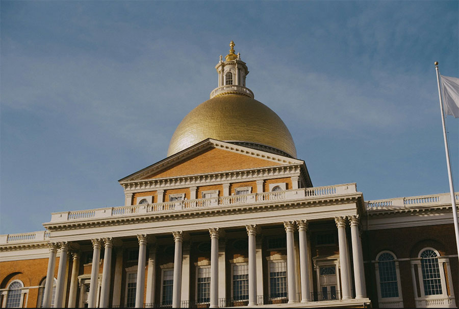 Gold dome of a capital building.