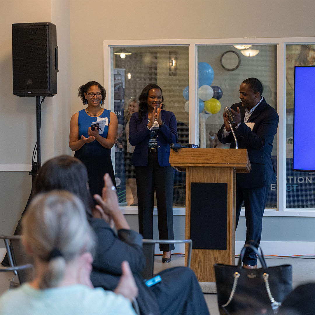 BristolWorks! team being rewarded with Main Street Community Foundation grant check.